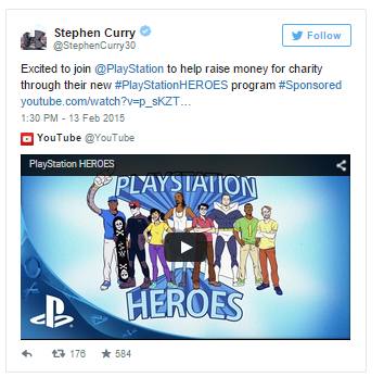 Stephen Curry Sponsored Video Game Post