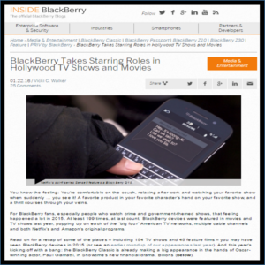 BlackBerry Product Placement Blog