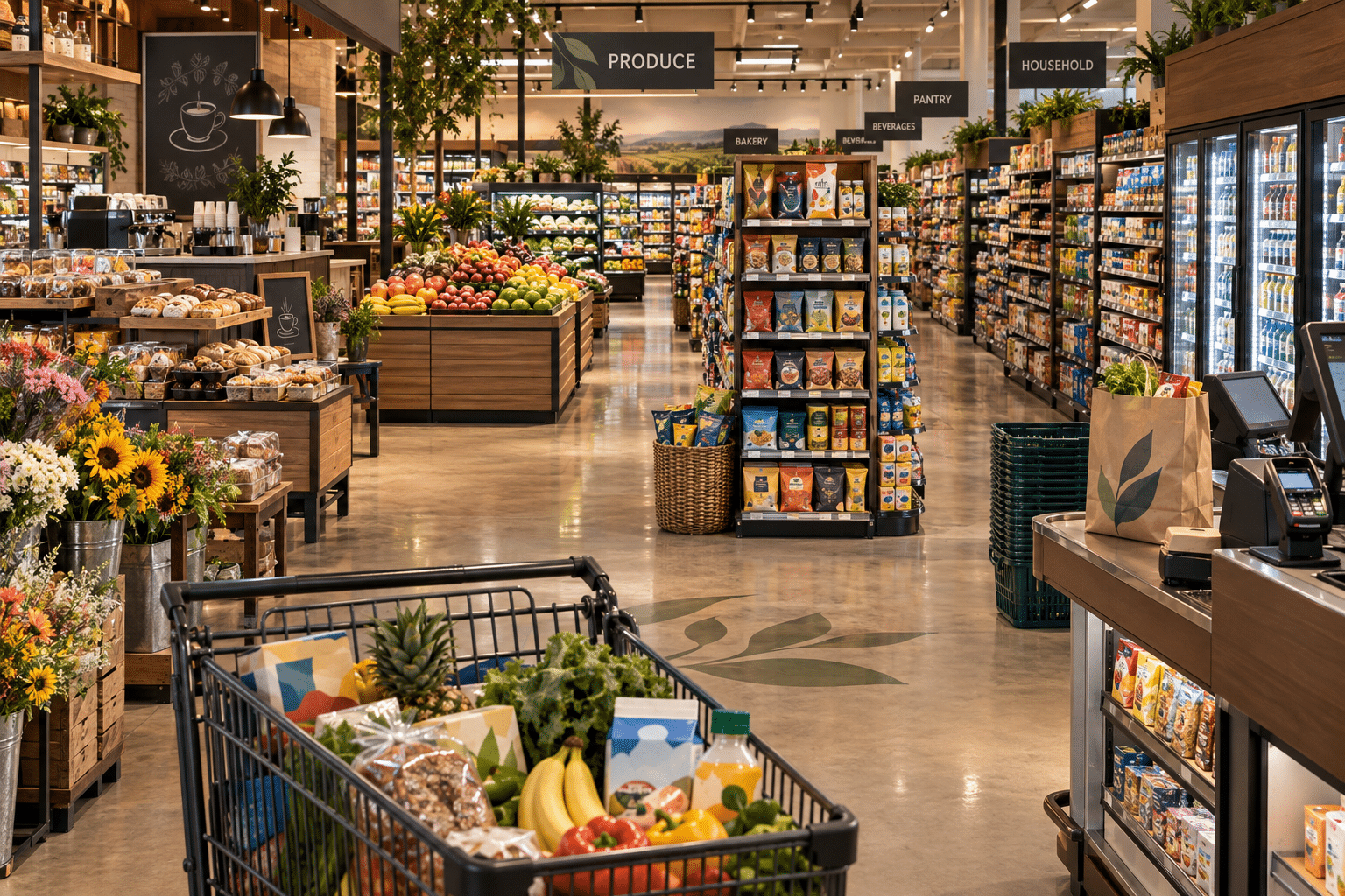 A grocery store with potential brand integration opportunities
